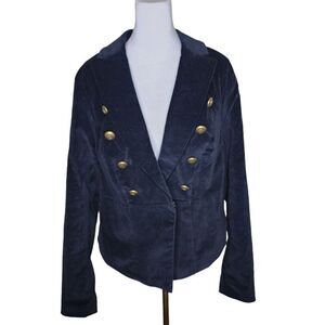 Torrid Velvet Tuxedo Jacket Womens SIze 2 Black Military Gold Buttons